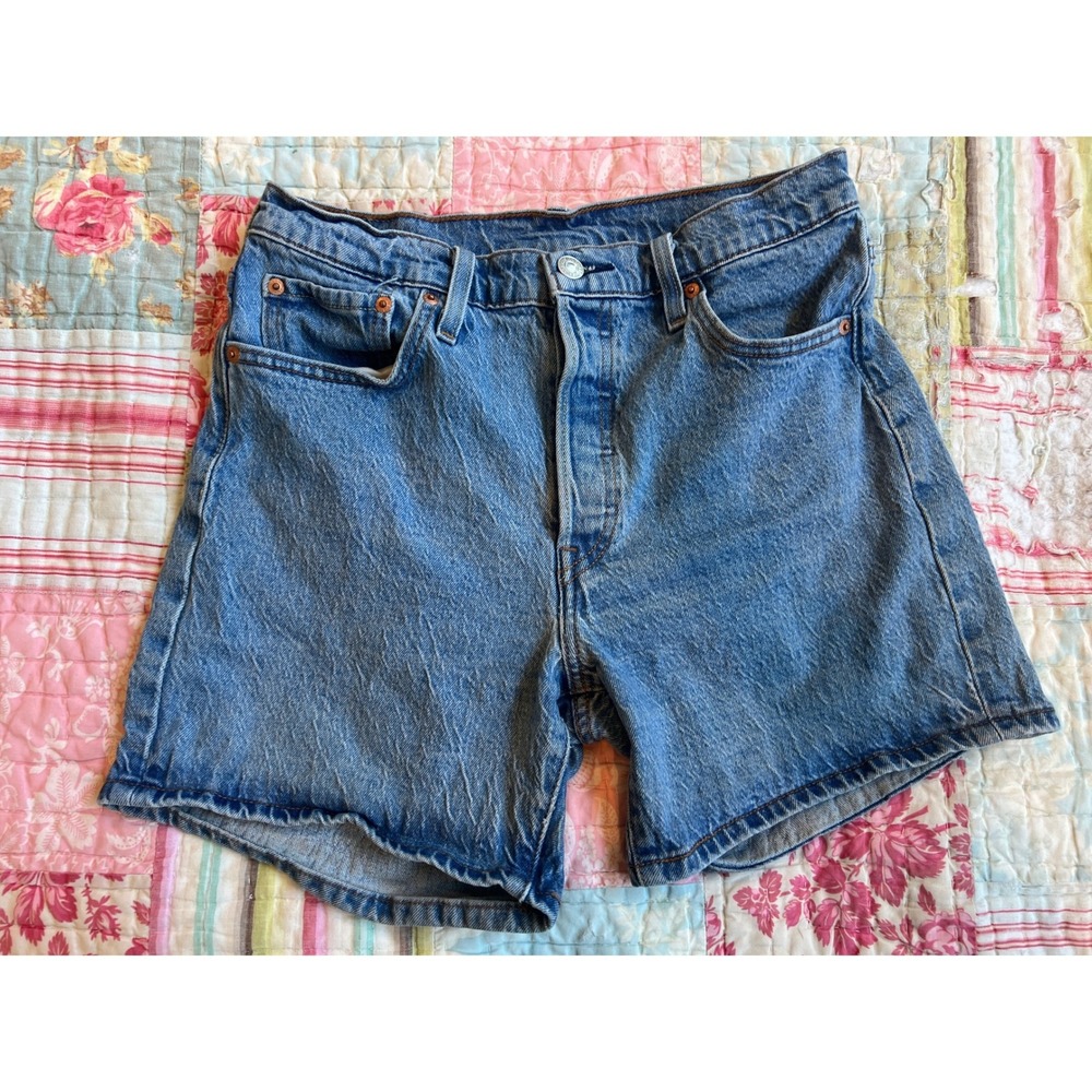 Levi's 501 Button Fly High Rise Classic Denim Jean Shorts Sz 29